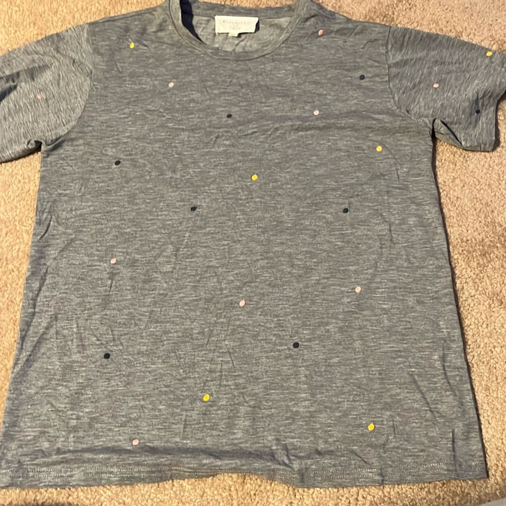 Embroidered polkadot t shirt size large